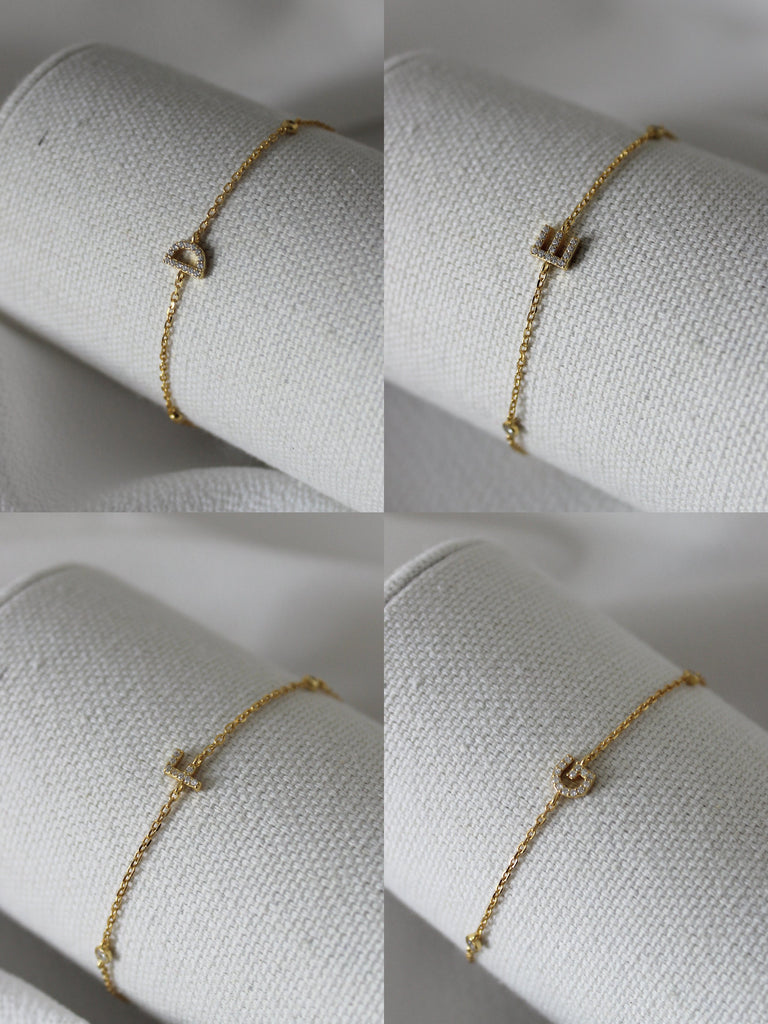 VERMEIL INITIAL LETTER BRACELETS