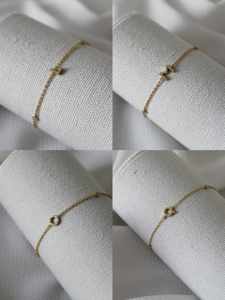 VERMEIL INITIAL LETTER BRACELETS