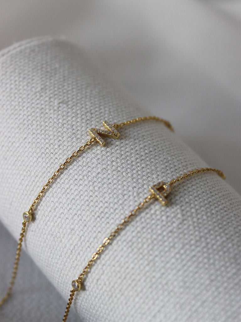 VERMEIL INITIAL LETTER BRACELETS