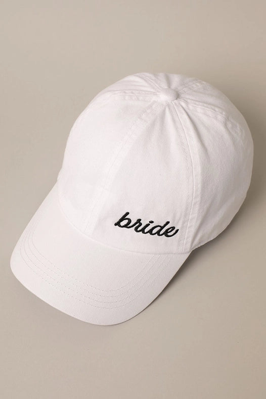 BRIDE EMBROIDERY BASEBALL CAP - WHITE