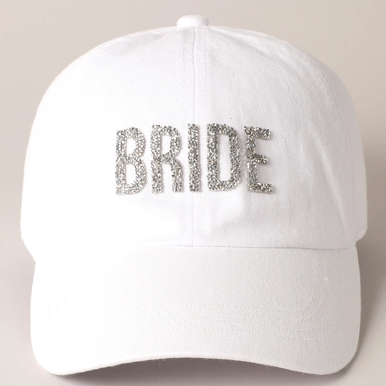 BRIDE GLITTER BASEBALL CAP - WHITE