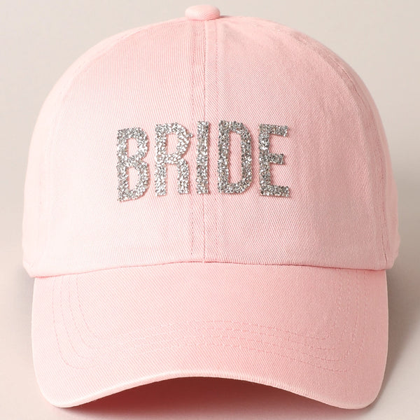 BRIDE GLITTER BASEBALL CAP - PINK