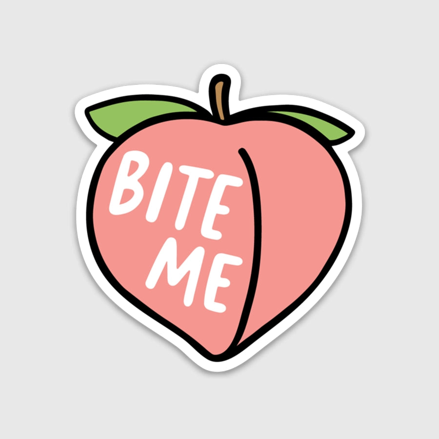 BITE ME PEACH STICKER