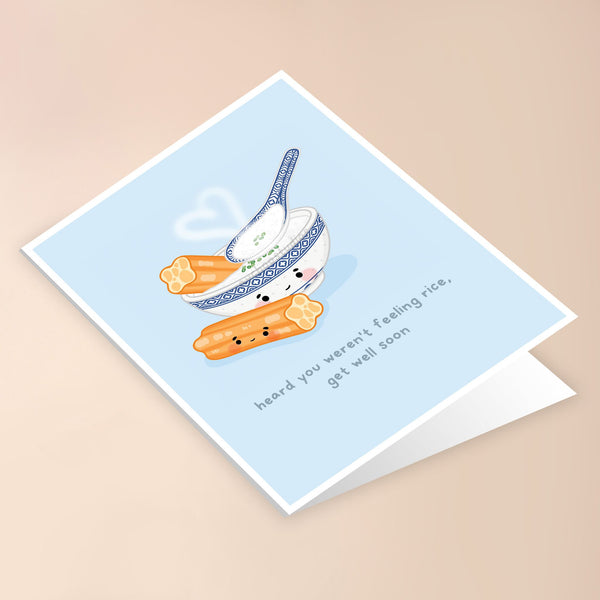 HEARD YOU WEREN'T FEELING RICE, GET WELL SOON GREETING CARD - 2