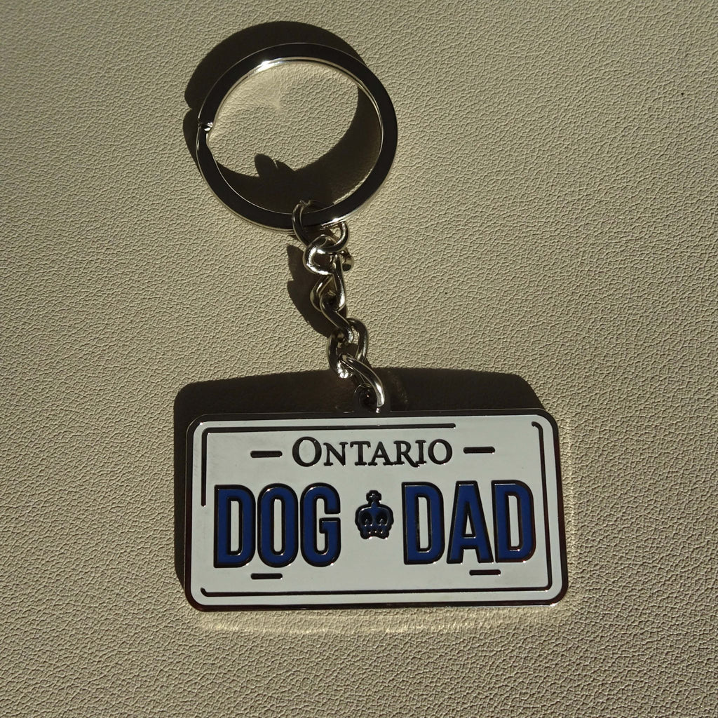 Key Chain License Plate Dog Dad- Silver - 1