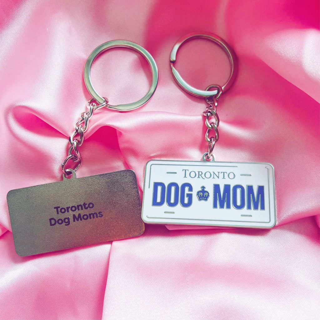 Key Chain - License Plate Dog Mom - Silver - 1