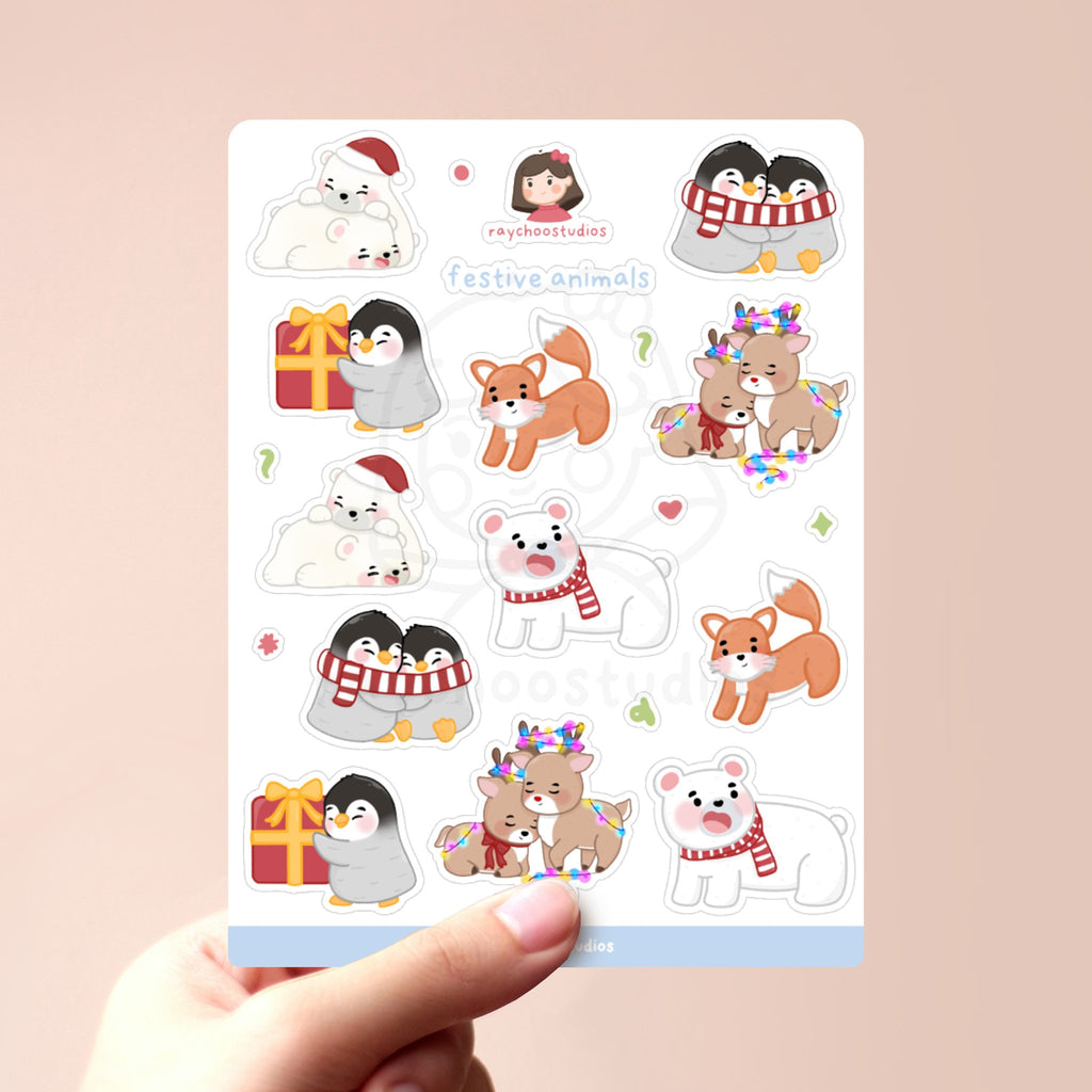 FESTIVE ANIMAL STICKER SHEET - 1