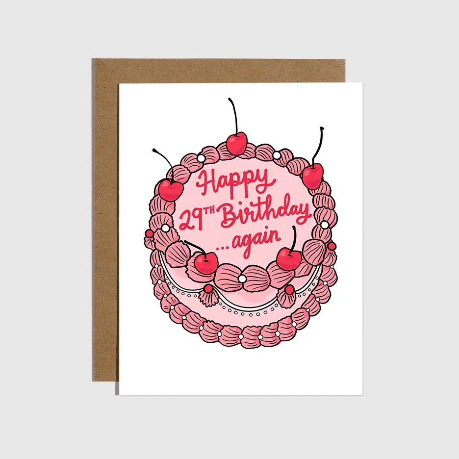 HAPPY 29TH BIRTHDAY.....AGAIN (PINK CAKE) CARD