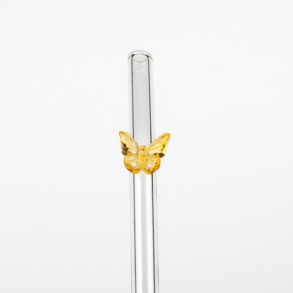 YELLOW BUTTERFLY GLASS STRAW