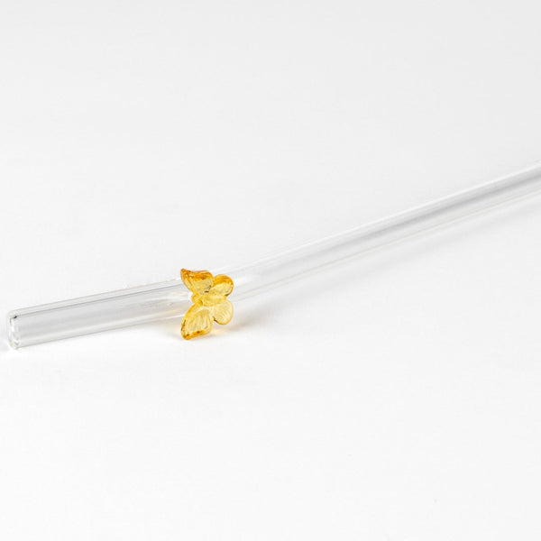 YELLOW BUTTERFLY GLASS STRAW