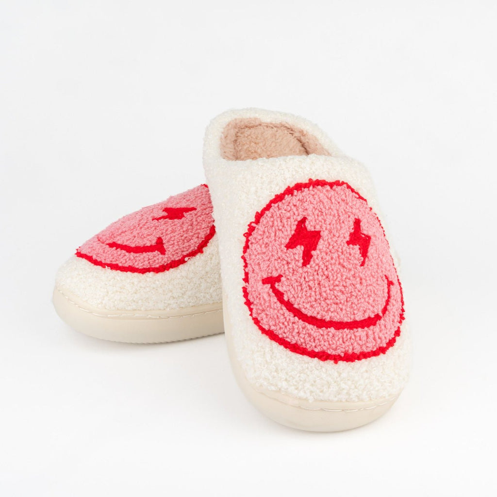 PINK LIGHTENING SMILEY SLIPPERS