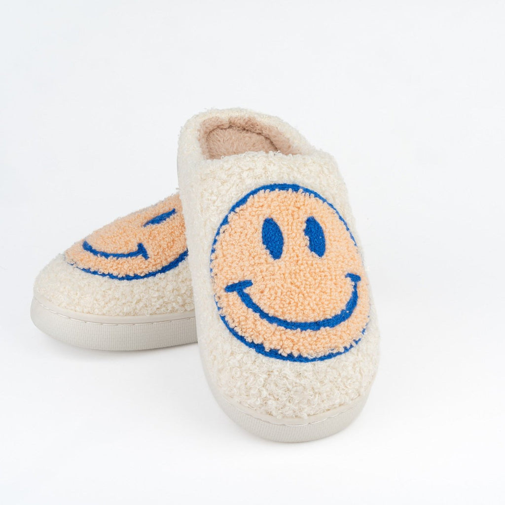 BEIGE SMILEY FACE SLIPPERS