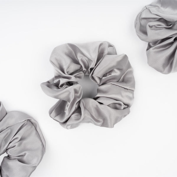 MULBERRY SILK LARGE SCRUNCHIE - SILVER