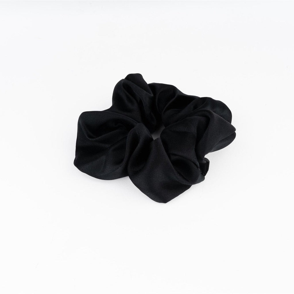 MULBERRY SILK LARGE SCRUNCHIE - BLACK