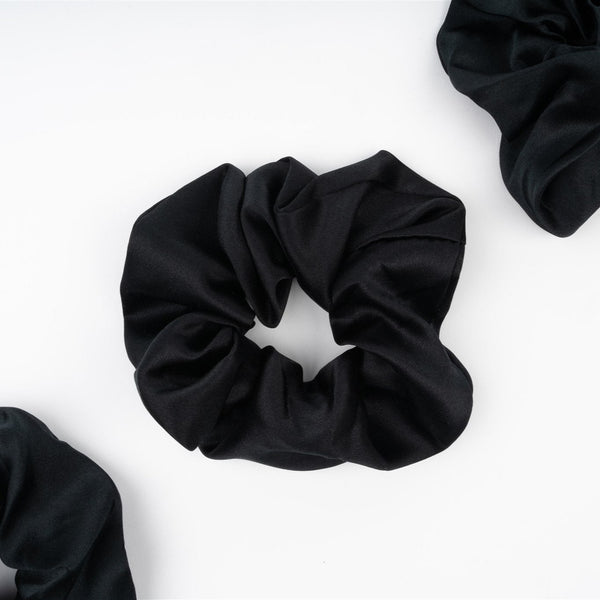 MULBERRY SILK LARGE SCRUNCHIE - BLACK