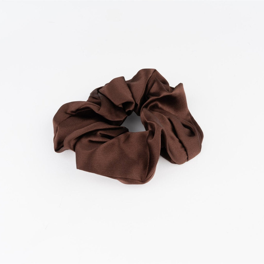 MULBERRY SILK LARGE SCRUNCHIE - BROWN