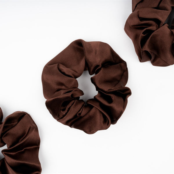 MULBERRY SILK LARGE SCRUNCHIE - BROWN