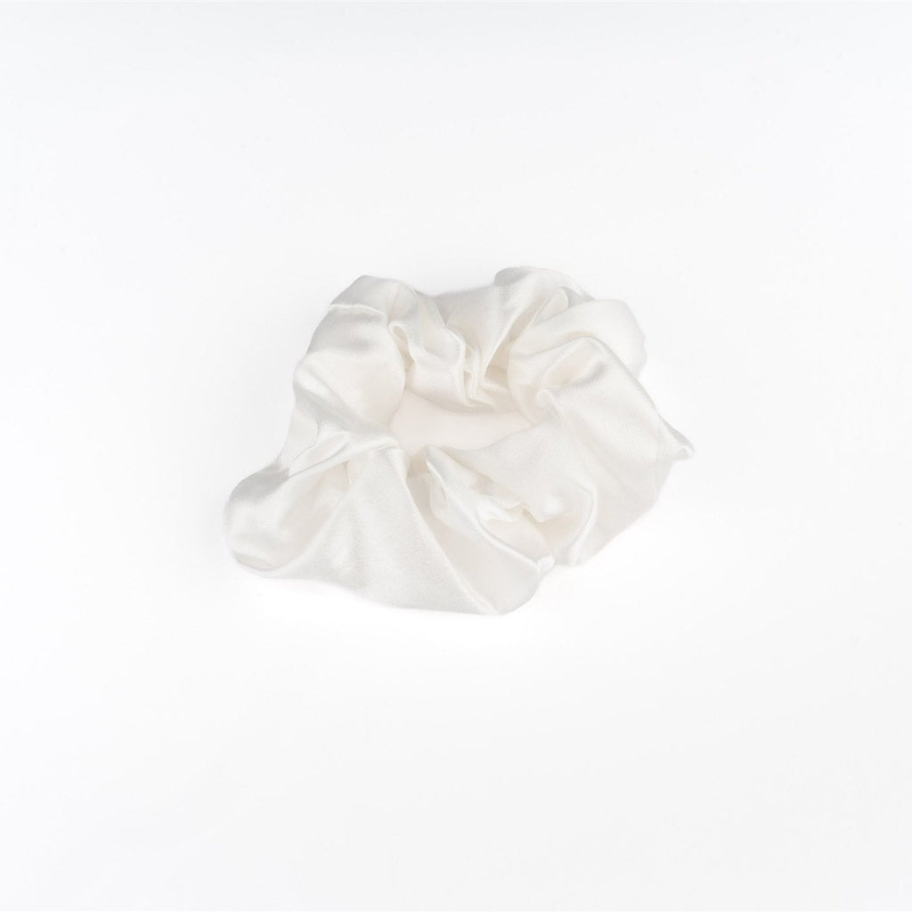 MULBERRY SILK LARGE SCRUNCHIE - WHITE