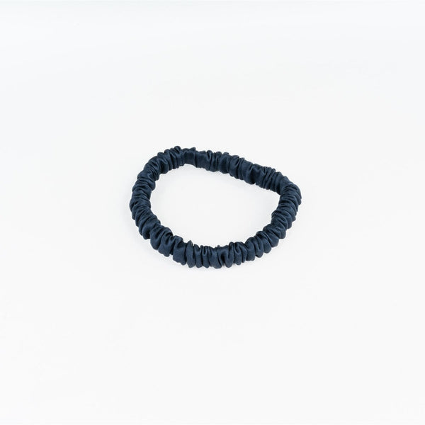 MULBERRY SILK THIN SCRUNCHIE - NAVY