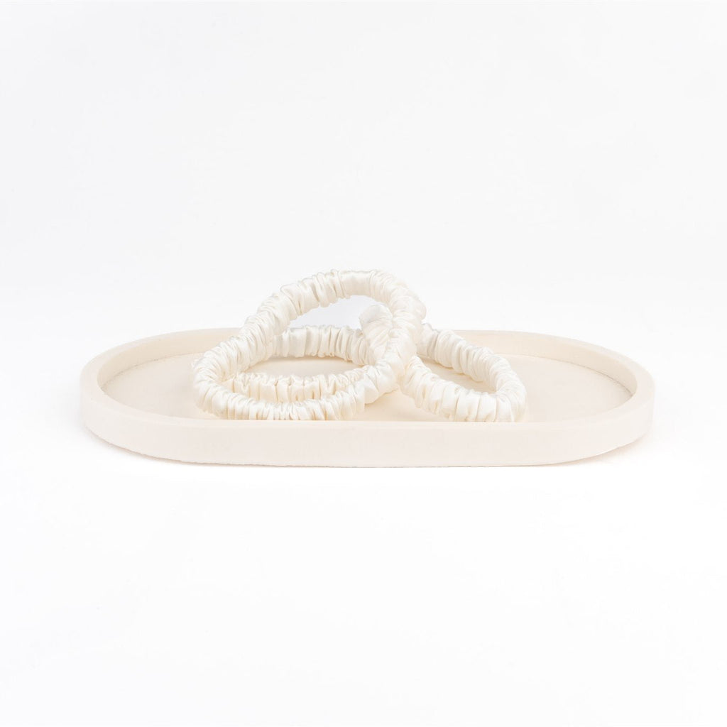 MULBERRY SILK THIN SCRUNCHIE - WHITE