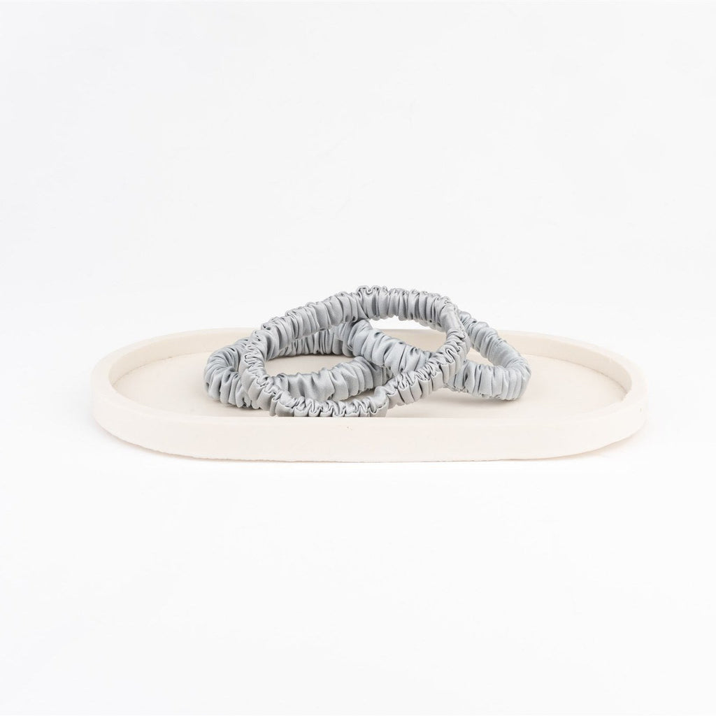 MULBERRY SILK THIN SCRUNCHIE - SILVER