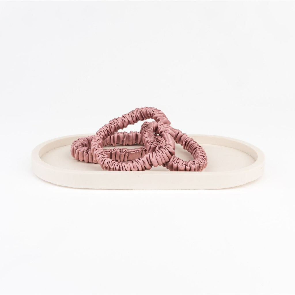 MULBERRY SILK THIN SCRUNCHIE - DARK PINK