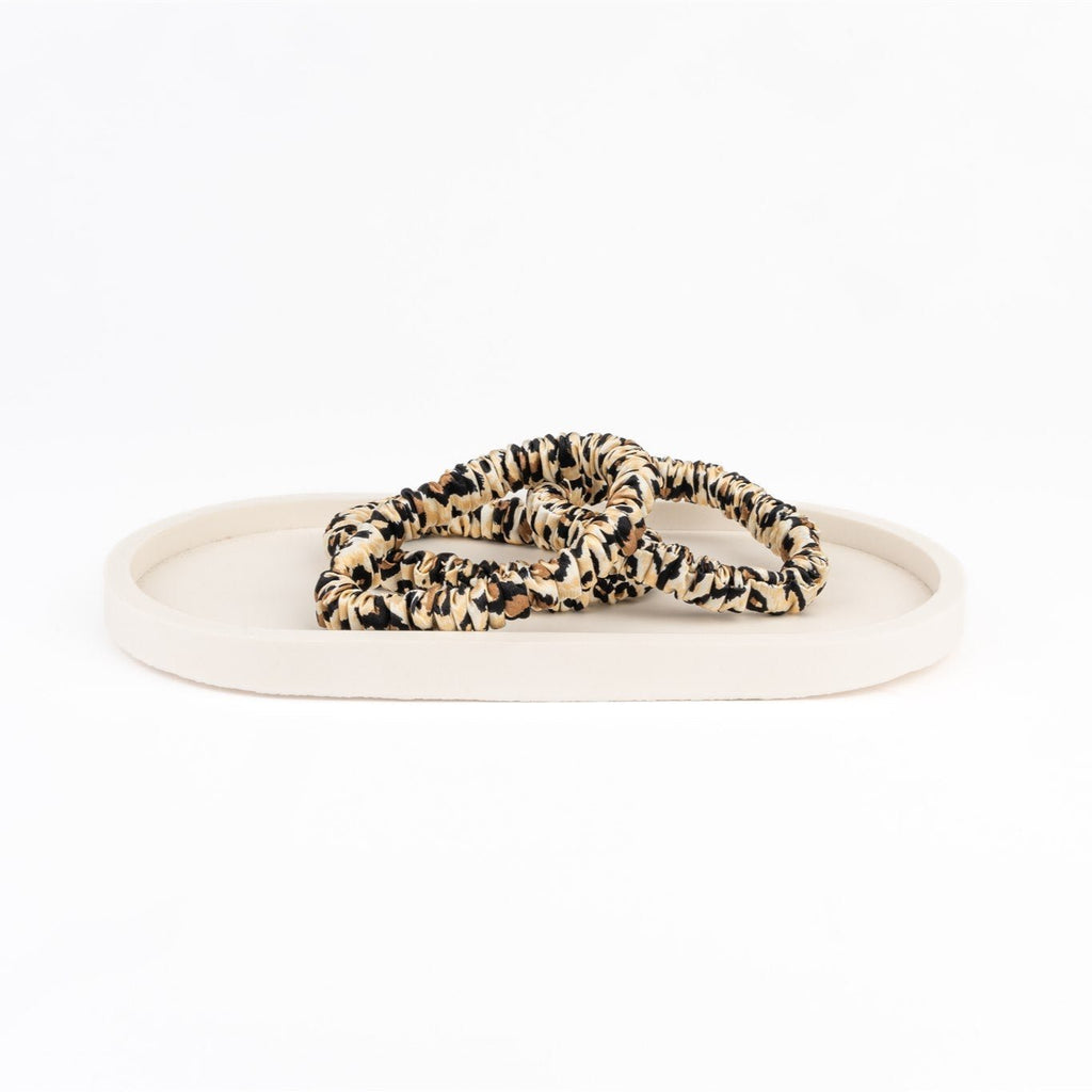 MULBERRY SILK THIN SCRUNCHIE - LEOPARD