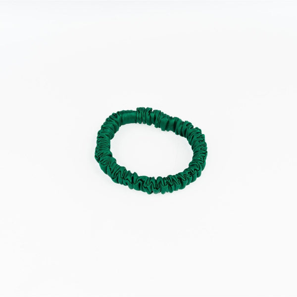 MULBERRY SILK THIN SCRUNCHIE - EMERALD GREEN