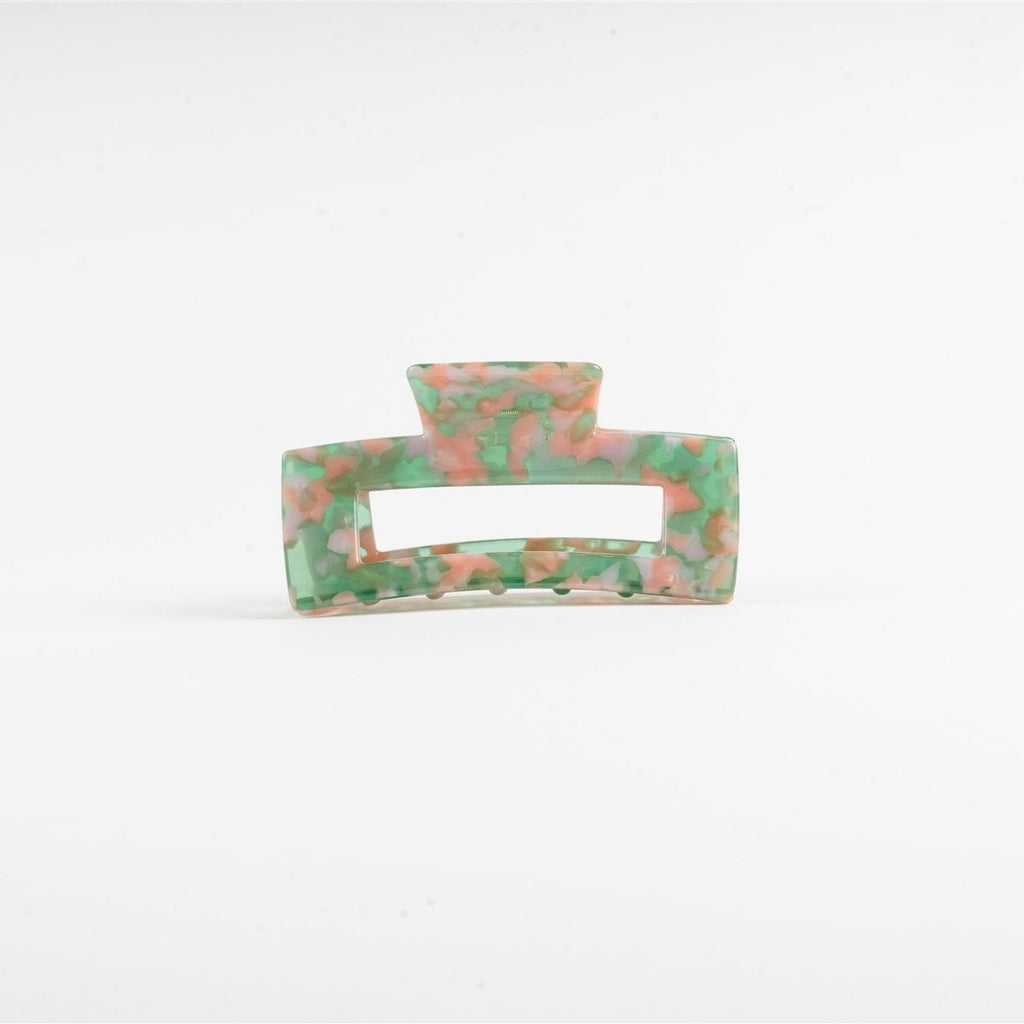 XL ACETATE CLAW CLIP - GREEN & PINK MARBLE