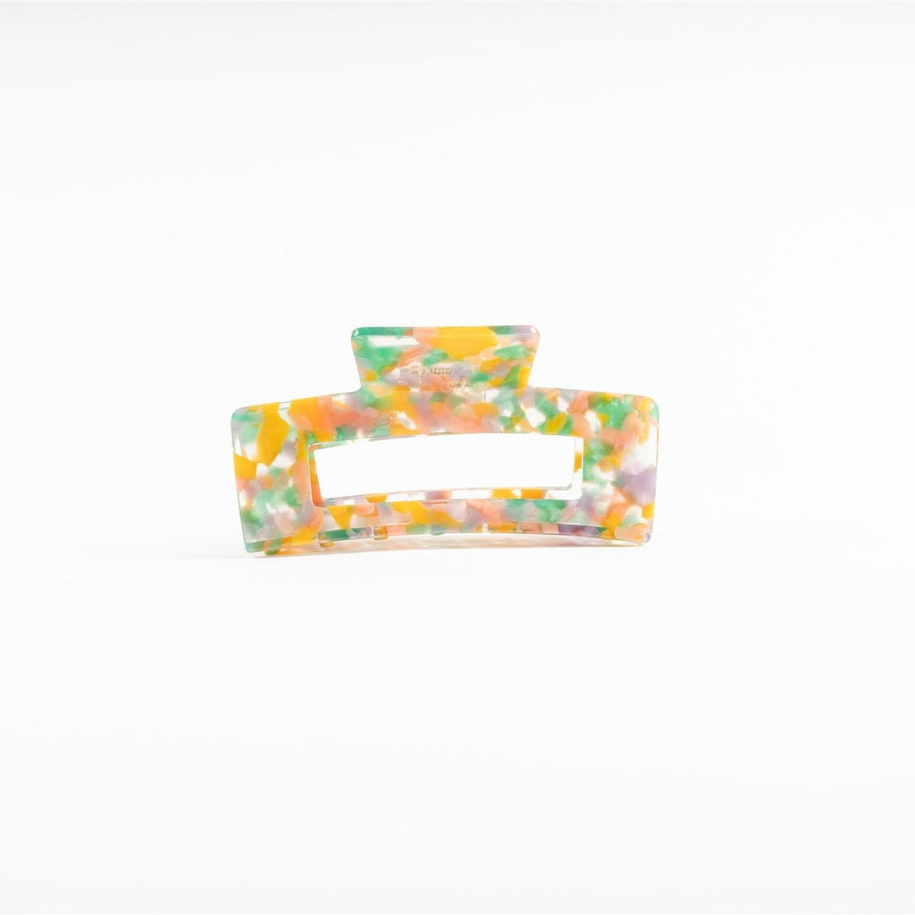 XL ACETATE CLAW CLIP - GREEN, YELLOW & PURPLE MARBLE