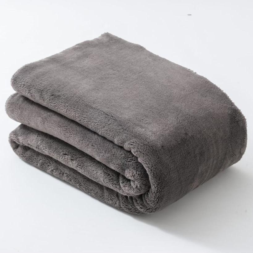 GREY PLUSH THROW BLANKET