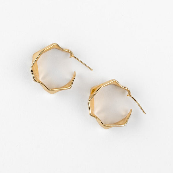 GOLD PLATED ON BRASS ORGANIC HOOPS