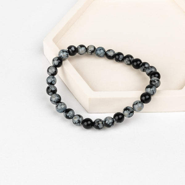 SNOWFLAKE OBSIDIAN BRACELET