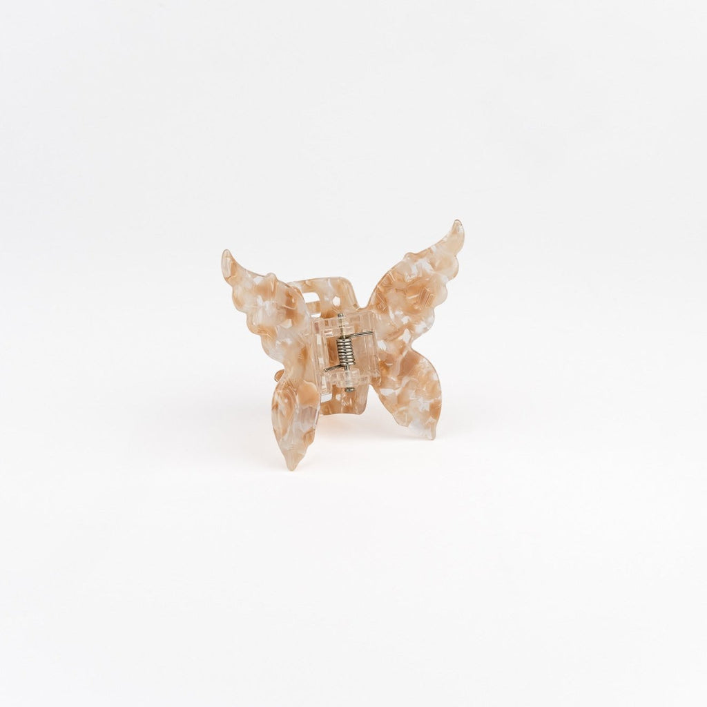 BUTTERFLY ACETATE CLAW CLIP - BEIGE