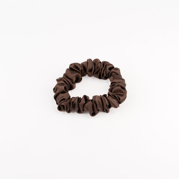 MULBERRY SILK MEDIUM SCRUNCHIE - BROWN