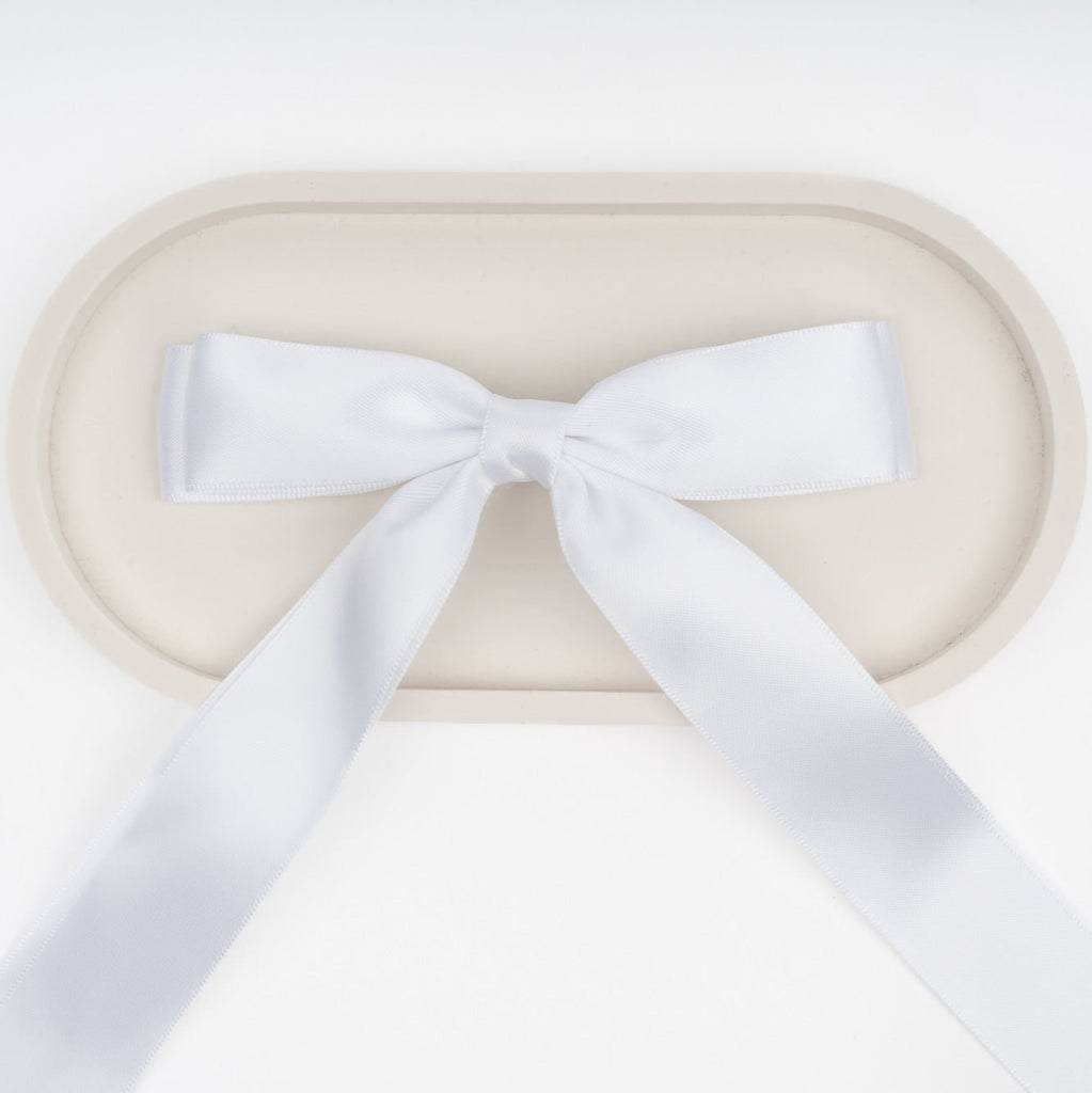 DOUBLE RIBBON HAIR BOW CLIP - WHITE