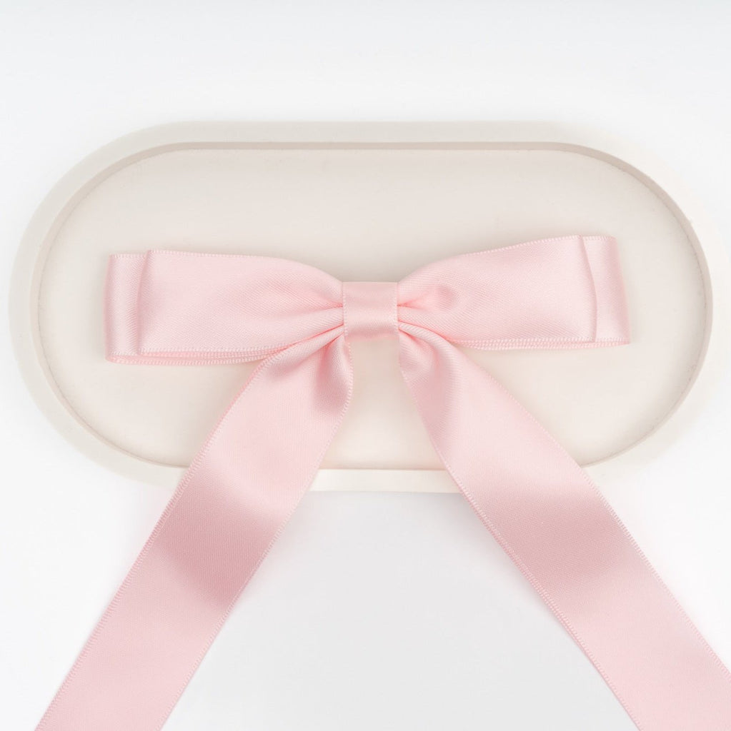 DOUBLE RIBBON HAIR BOW CLIP - PINK