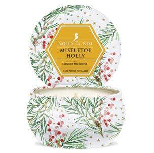 MISTLETOE & HOLLY 4OZ CANDLE TIN