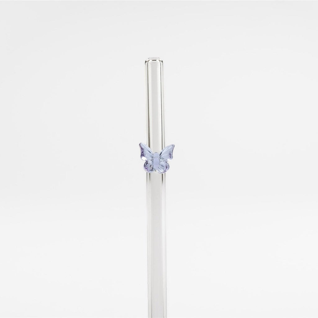 PURPLE BUTTERFLY GLASS STRAW