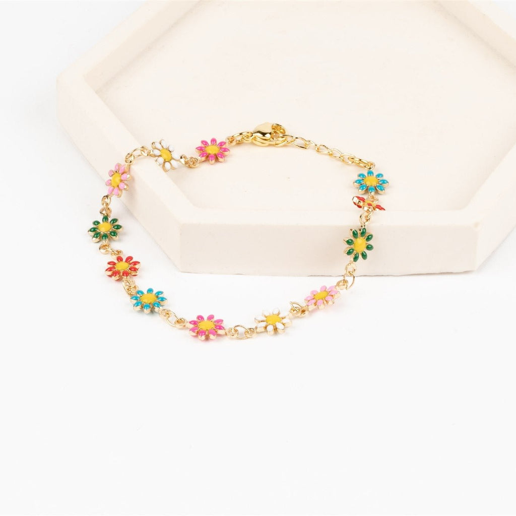 COLOURFUL FLOWER CHAIN BRACELET