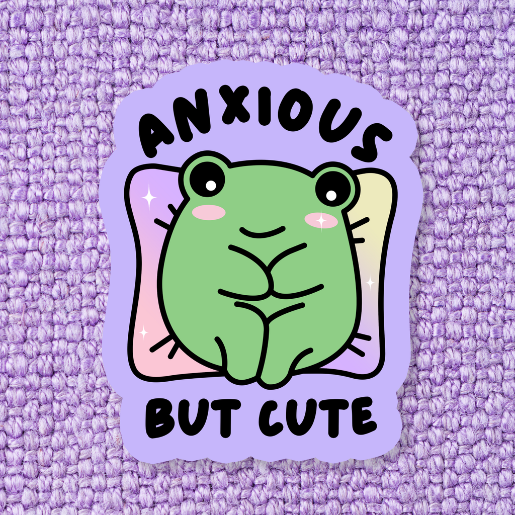 ANXIOUS BUT CUTE FROG STICKER