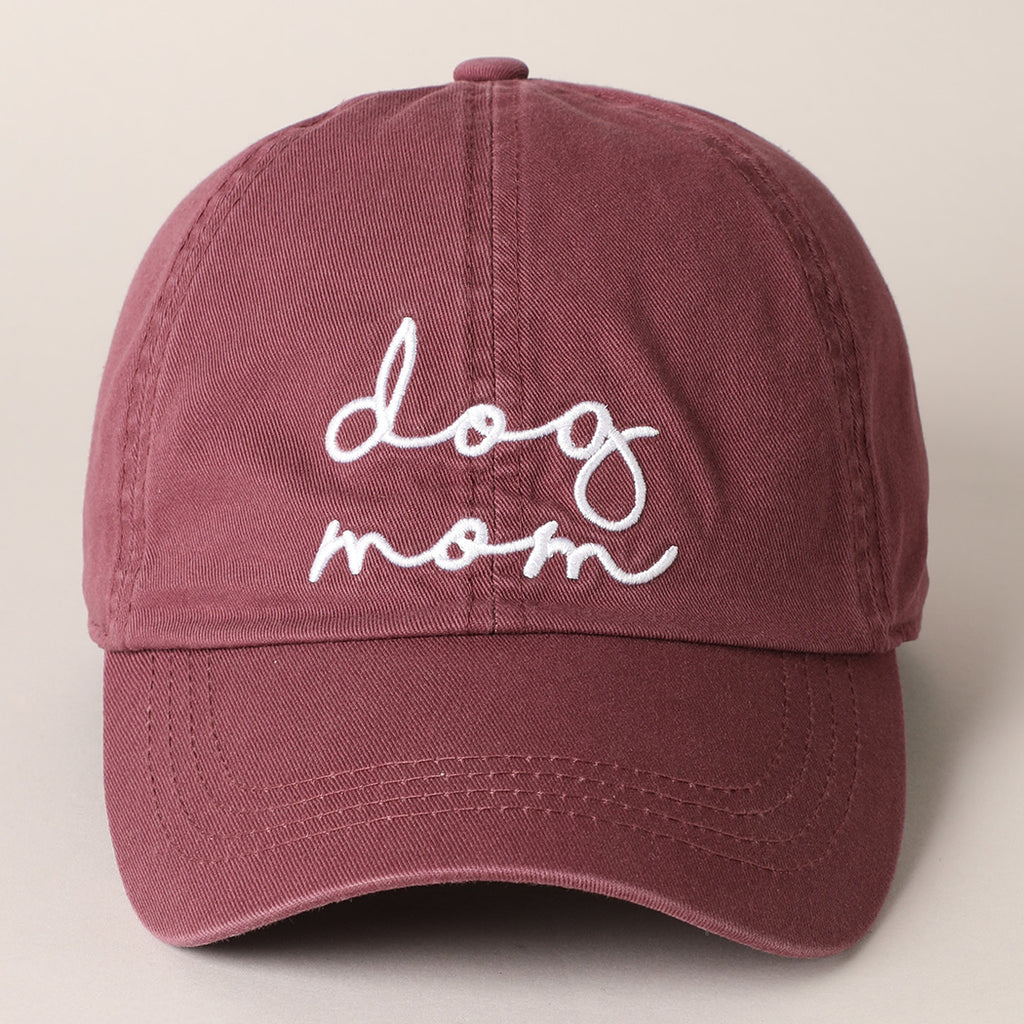 DOG MOM BASEBALL CAP - BURGUNDY